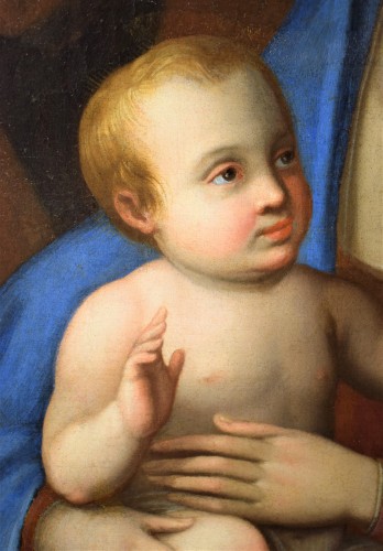 Antiquités - Sainte Famille et Sainte Anne - atelier de G.B.Salvi Sassoferrato (1609 -1685)
